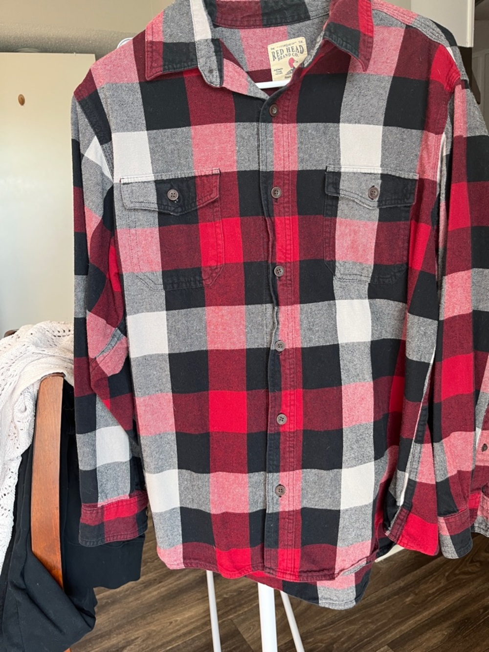 RedHead Red, Black & White Plaid Button-Down Shirt